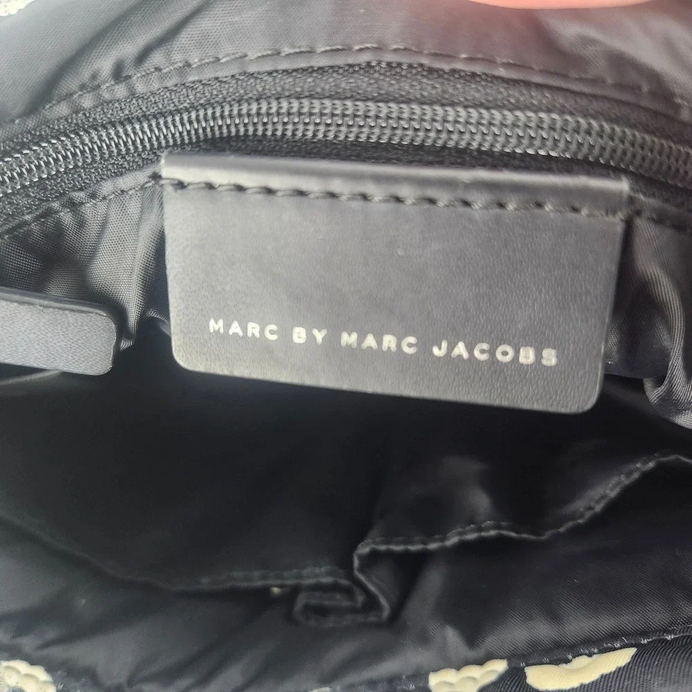 Marc By Marc Jacobs Natasha Nylon Quilted Crossbody Bag Purse Black White Dot